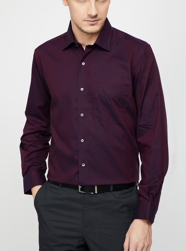 VAN HEUSEN Regular Fit Solid Cotton Formal Shirt