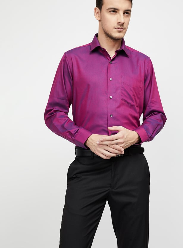 VAN HEUSEN Regular Fit Solid Cotton Formal Shirt