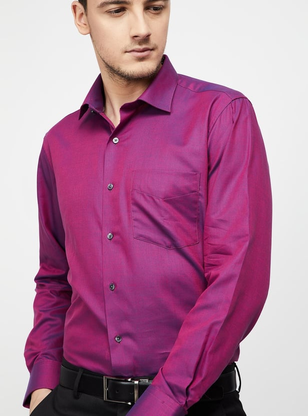 VAN HEUSEN Regular Fit Solid Cotton Formal Shirt