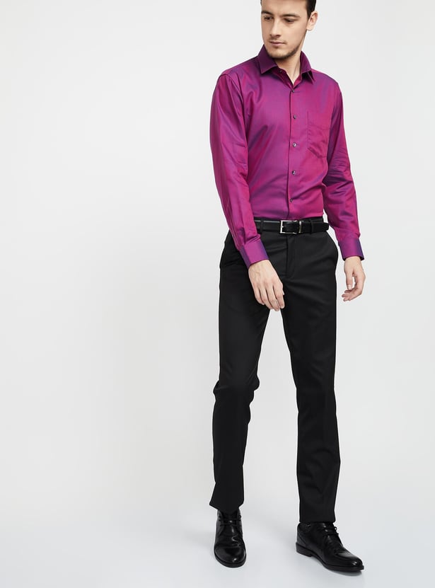 VAN HEUSEN Regular Fit Solid Cotton Formal Shirt