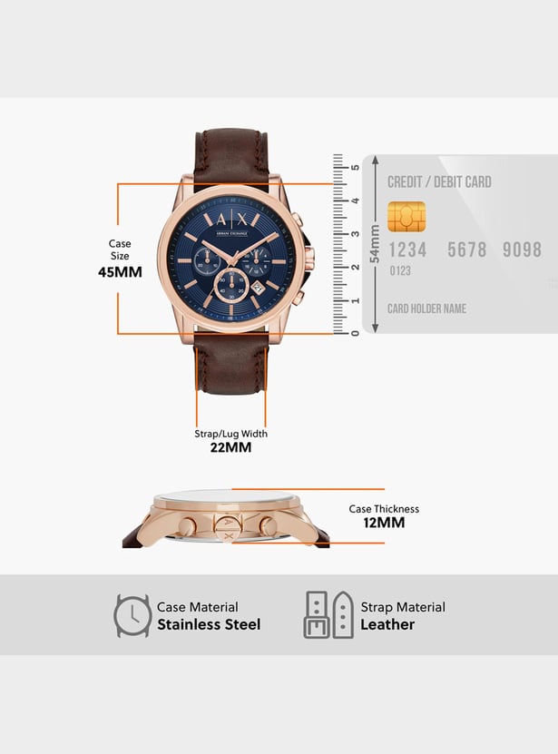 ARMANI EXCHANGE Men Chronograph Watch with Leather Strap - AX2508