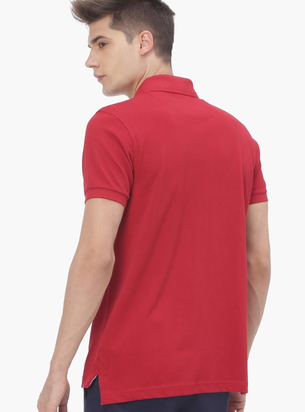 US POLO ASSN Men Regular Fit Patch Embroidered Polo Neck T-shirt