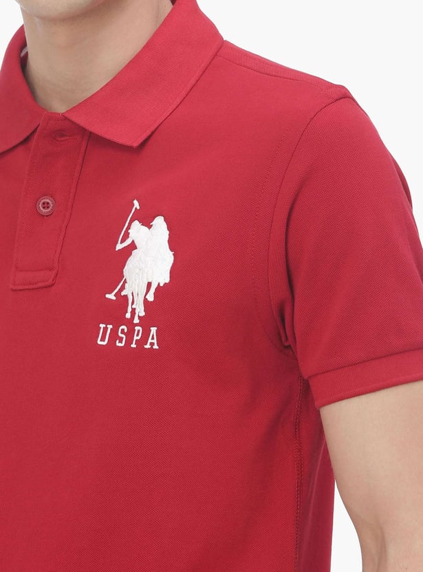 US POLO ASSN Men Regular Fit Patch Embroidered Polo Neck T-shirt