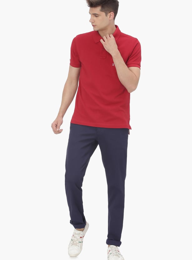 US POLO ASSN Men Regular Fit Patch Embroidered Polo Neck T-shirt