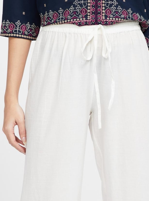 MELANGE Schiffli Lace Hem Palazzos