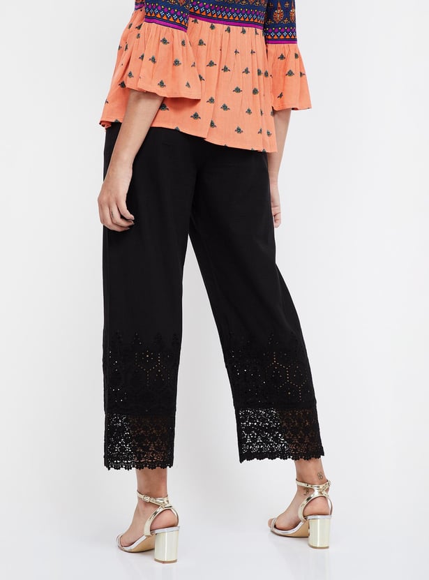 MELANGE Schiffli Lace Detailed Palazzos