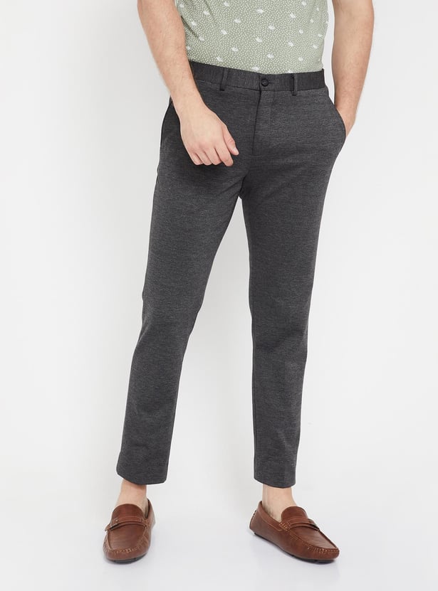 CODE Patterned Flat-Front Cropped Trousers