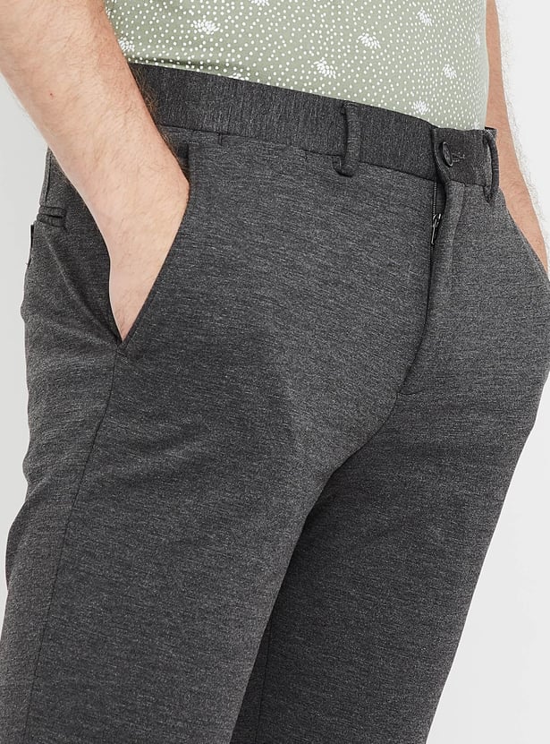 CODE Patterned Flat-Front Cropped Trousers