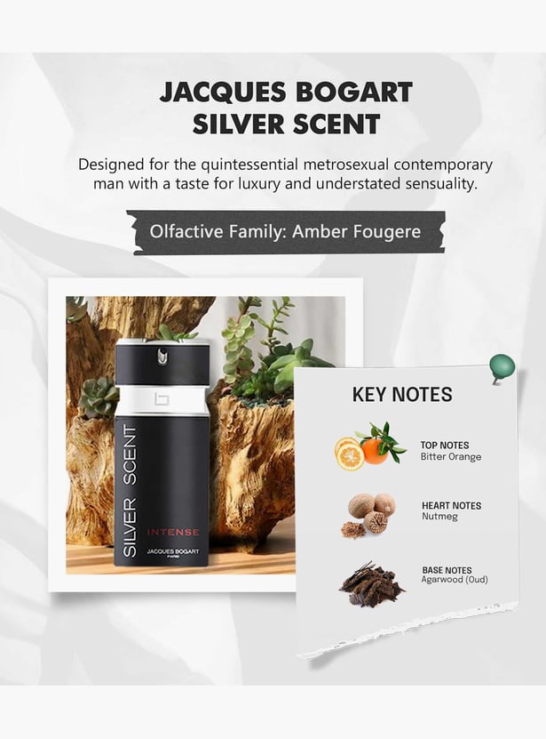 JACQUES BOGART Men Silver Scent Intense Eau de Toilette- 100ml