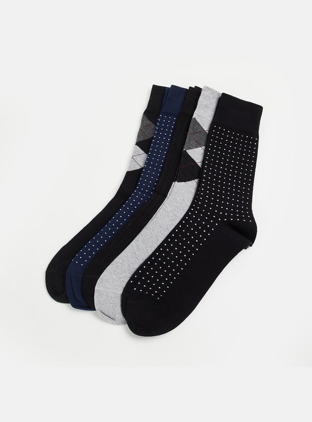BONJOUR Men Assorted Calf Length Socks - Pack of 5