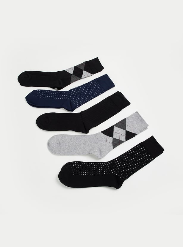 BONJOUR Men Assorted Calf Length Socks - Pack of 5