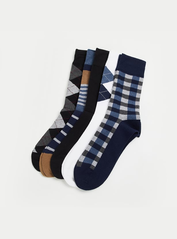 BONJOUR Men Assorted Calf Length Socks - Pack of 5