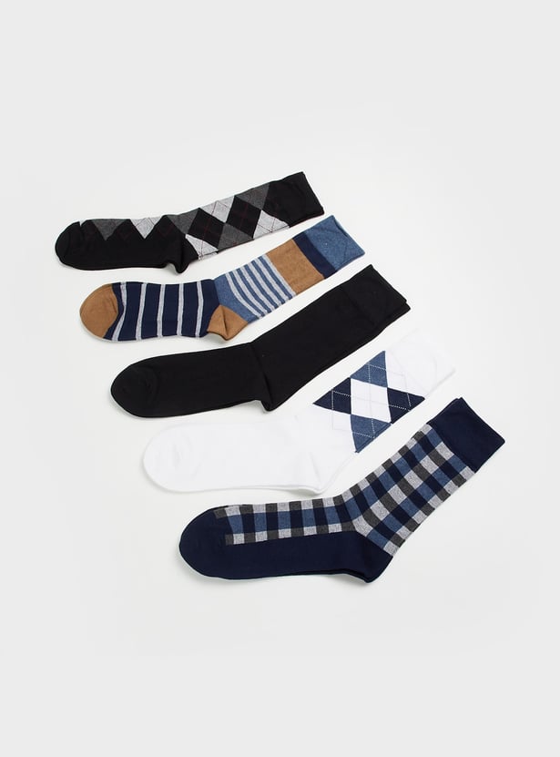BONJOUR Men Assorted Calf Length Socks - Pack of 5