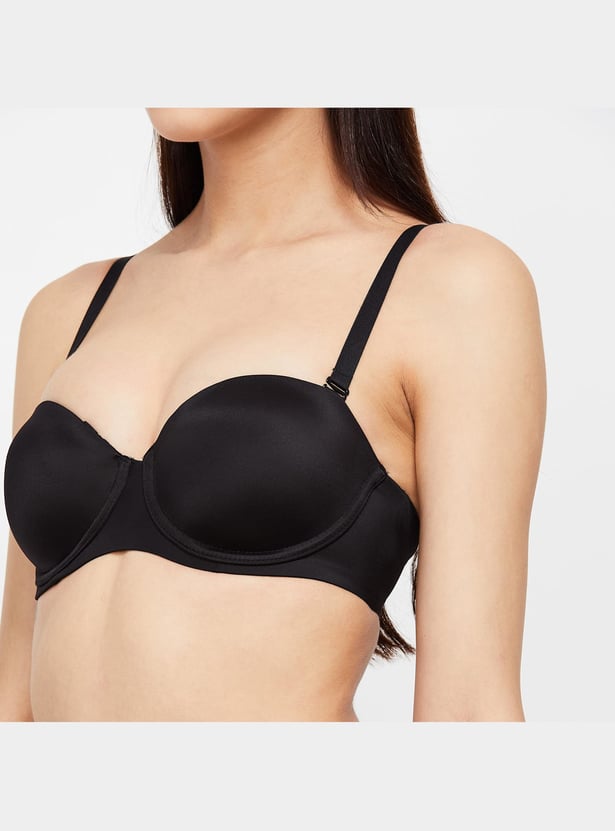 AMANTE Solid Multi-Way Balconette Padded Wired Bra with Detachable Straps