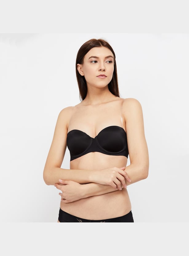 AMANTE Solid Multi-Way Balconette Padded Wired Bra with Detachable Straps