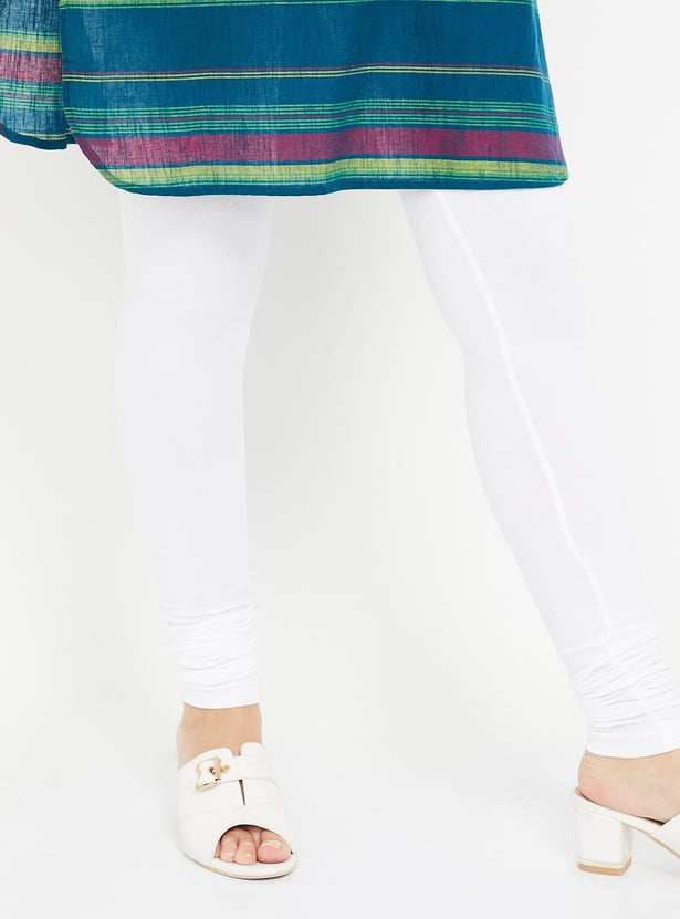 GO COLORS Solid Knitted Churidar