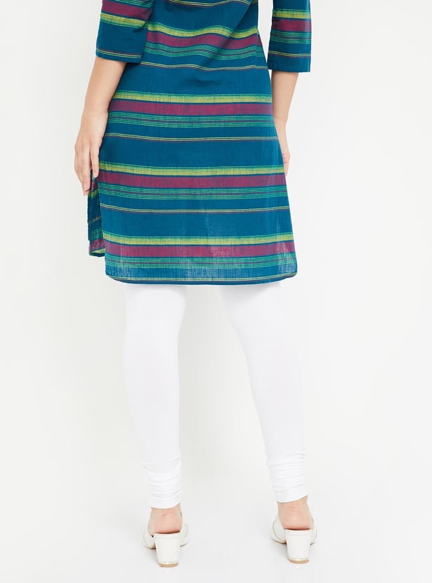 GO COLORS Solid Knitted Churidar