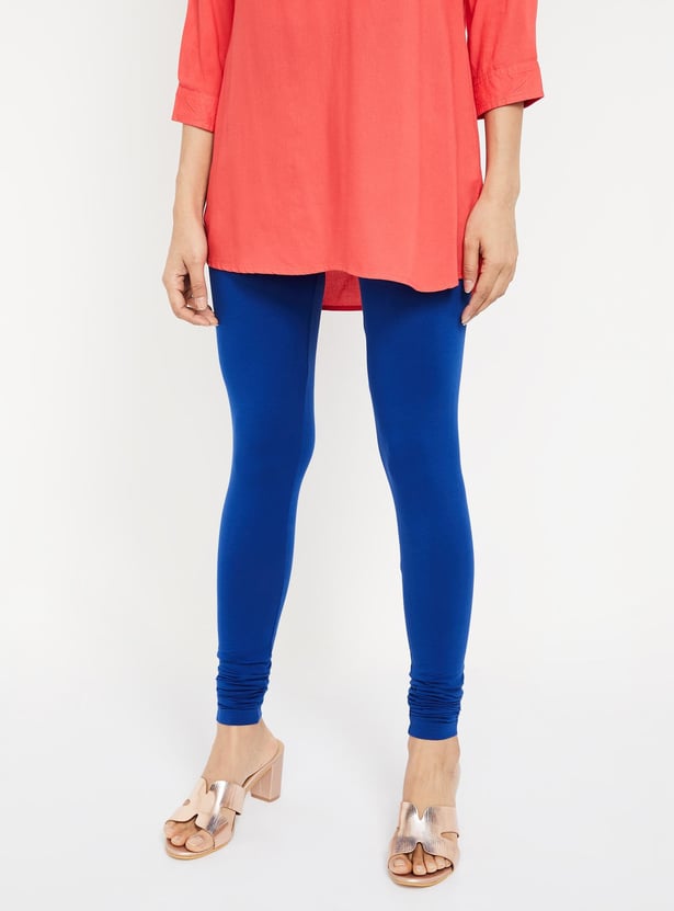GO COLORS Solid Elasticated Leggings