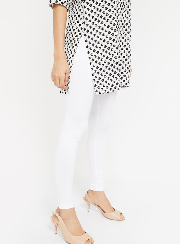 GO COLORS Solid Elasticated Leggings
