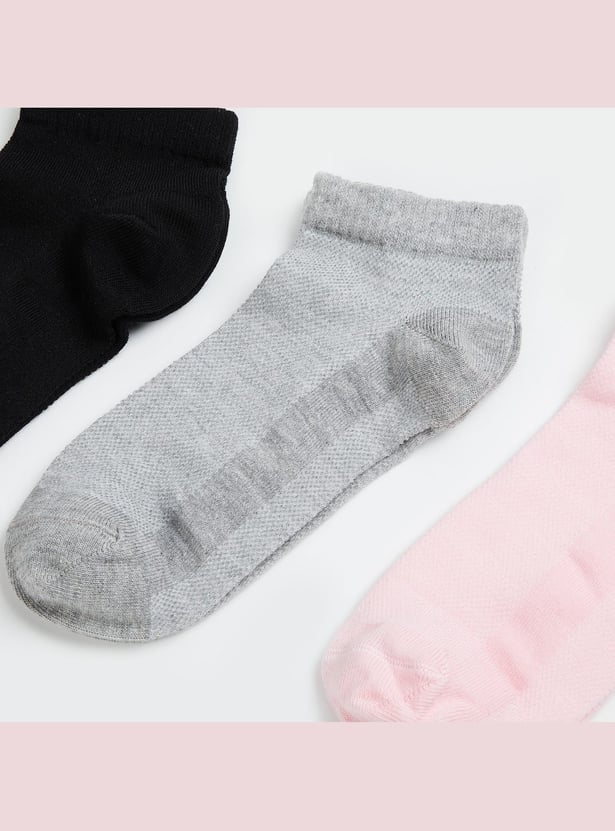 GINGER Women Textured Ankle Socks - Pack of 3