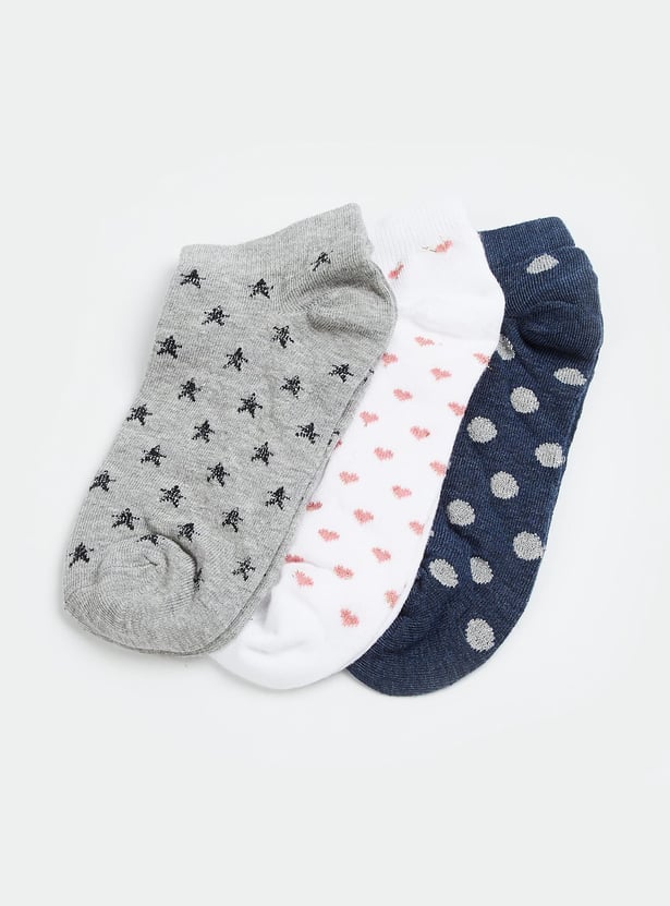 GINGER Patterned Knit Ankle Socks - Pack of 3
