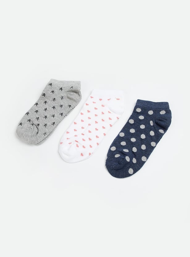GINGER Patterned Knit Ankle Socks - Pack of 3