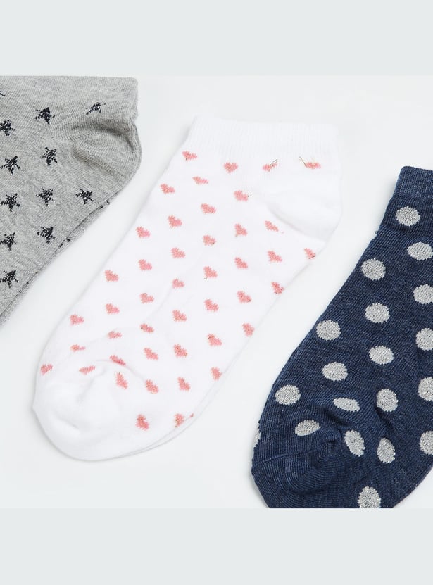 GINGER Patterned Knit Ankle Socks - Pack of 3