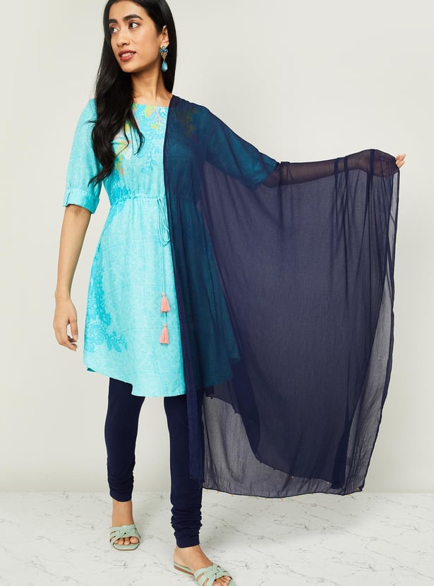 MELANGE Solid Dupatta with Embellished Border