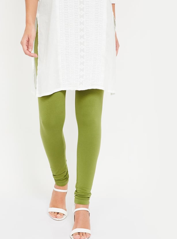 GO COLORS Women Solid Elasticated Churidar
