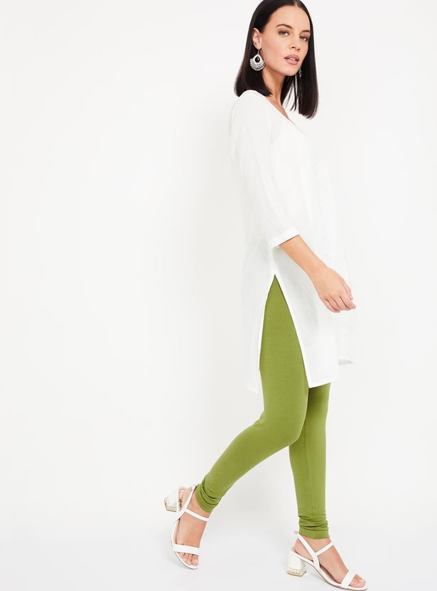 GO COLORS Women Solid Elasticated Churidar