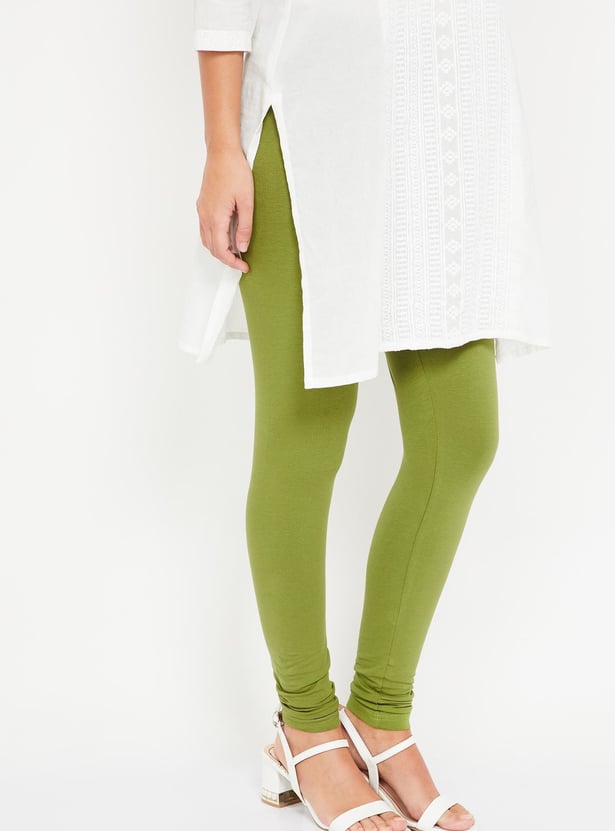GO COLORS Women Solid Elasticated Churidar