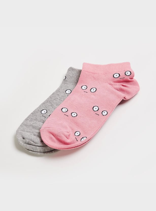 GINGER Women Woven Design Socks- Set of 2