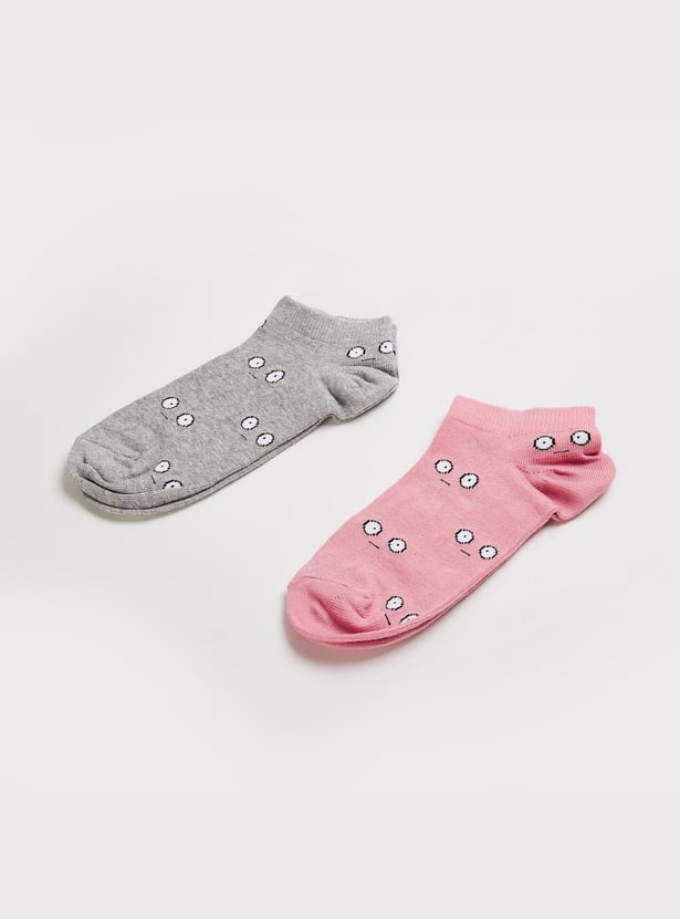 GINGER Women Woven Design Socks- Set of 2