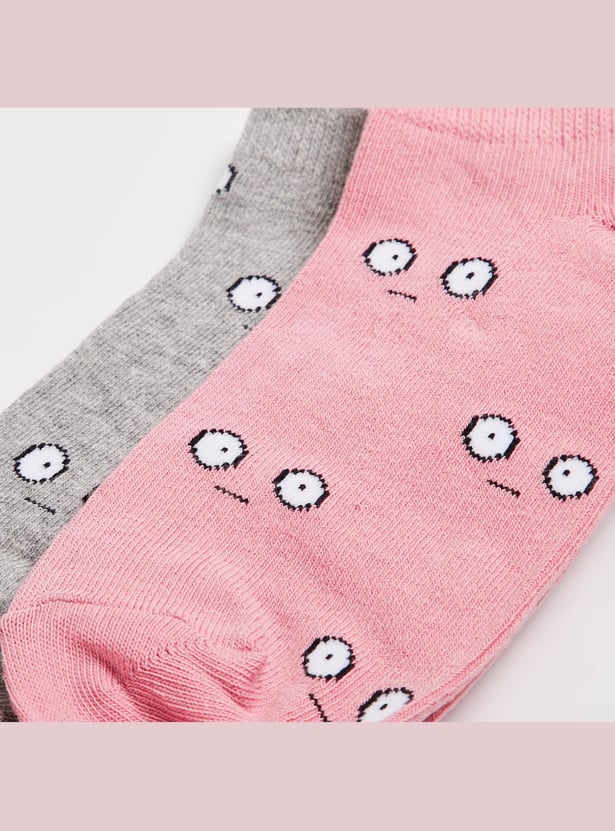 GINGER Women Woven Design Socks- Set of 2