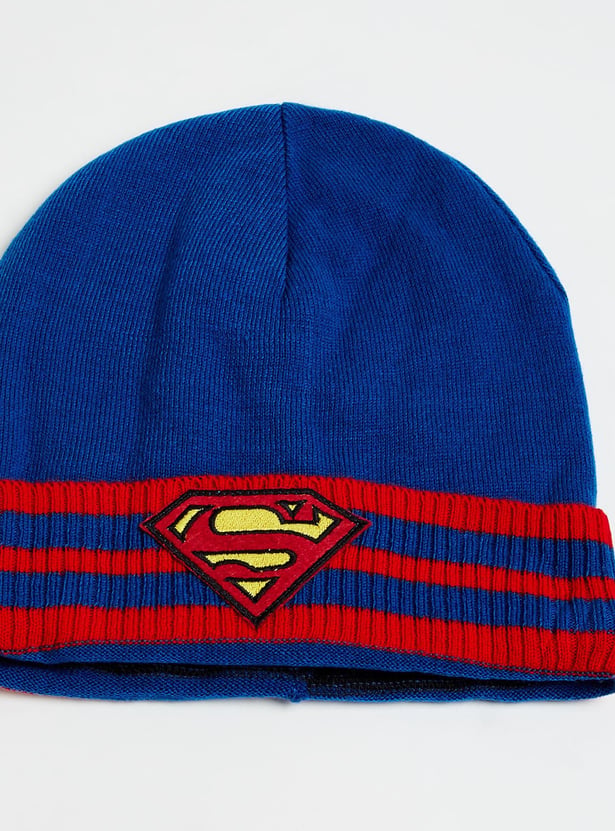 KIDSVILLE Boys Textured Applique-Detailed Beanie