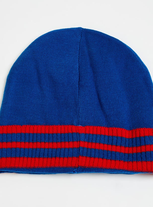 KIDSVILLE Boys Textured Applique-Detailed Beanie