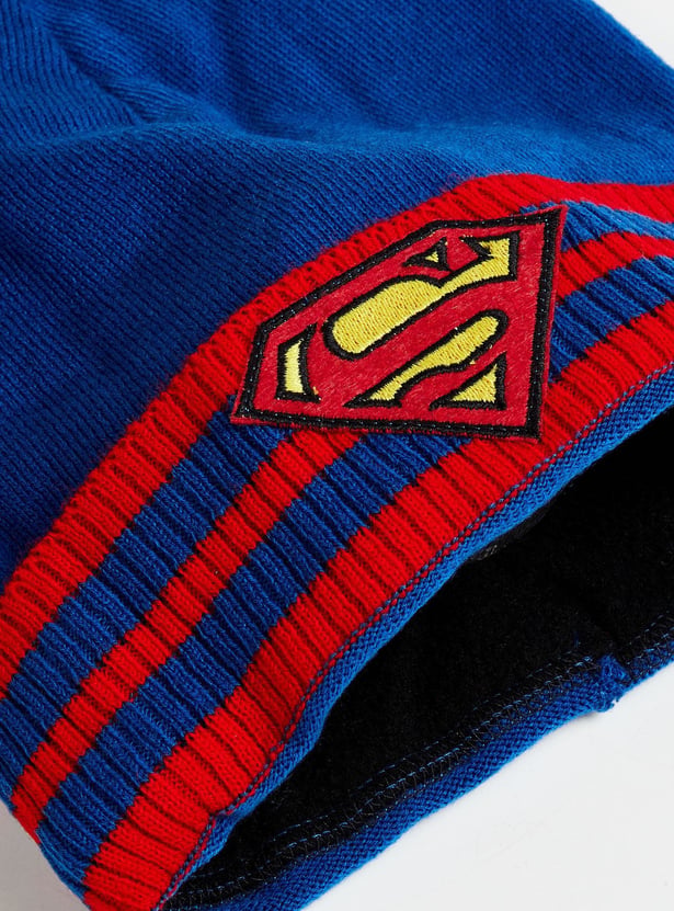 KIDSVILLE Boys Textured Applique-Detailed Beanie
