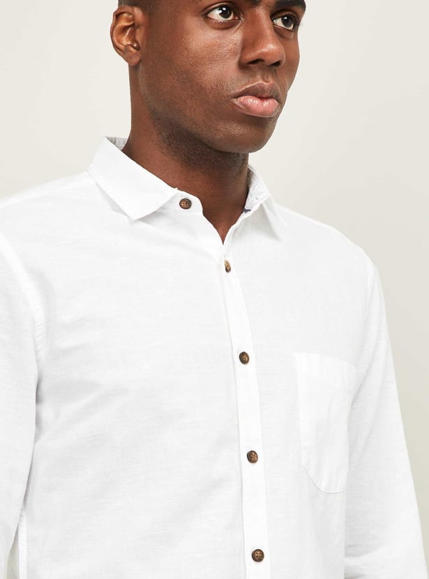 FAME FOREVER Men Solid Full Sleeves Casual Shirt