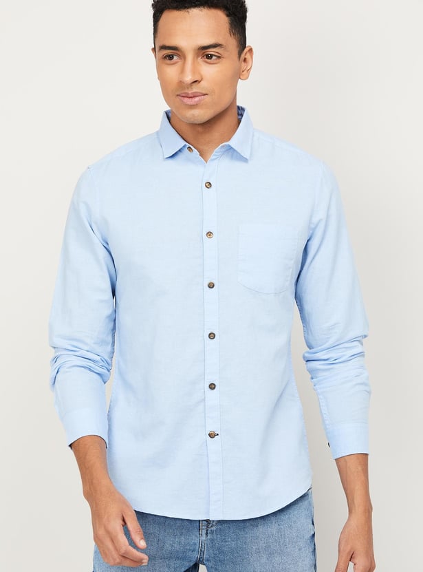 FAME FOREVER Men Solid Slim Fit Casual Shirt