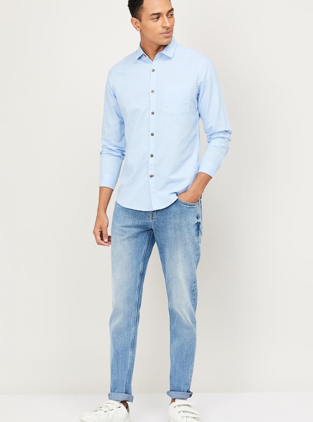 FAME FOREVER Men Solid Slim Fit Casual Shirt
