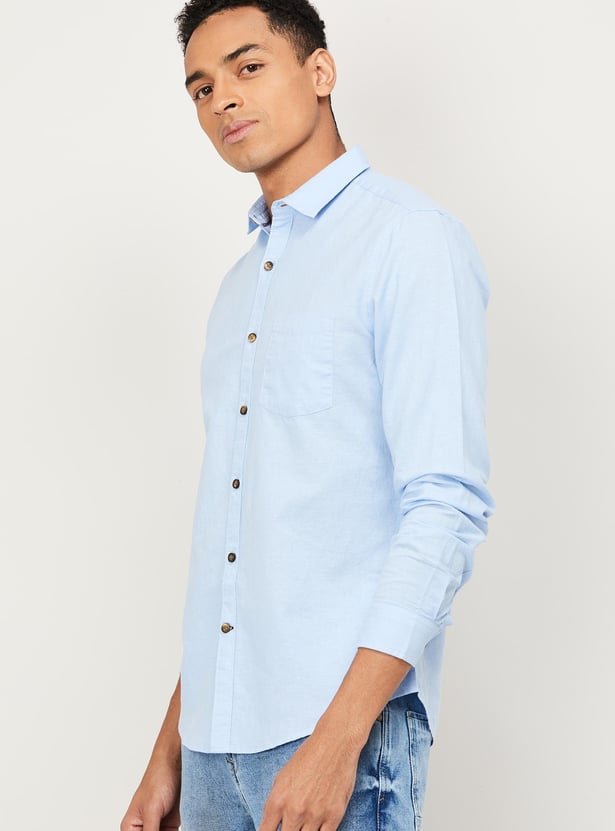 FAME FOREVER Men Solid Slim Fit Casual Shirt