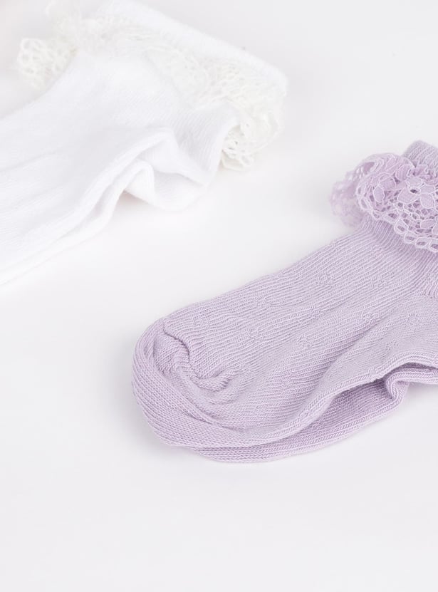 FAME FOREVER Girls Textured Socks - Pack of 3 - 0-2 Years