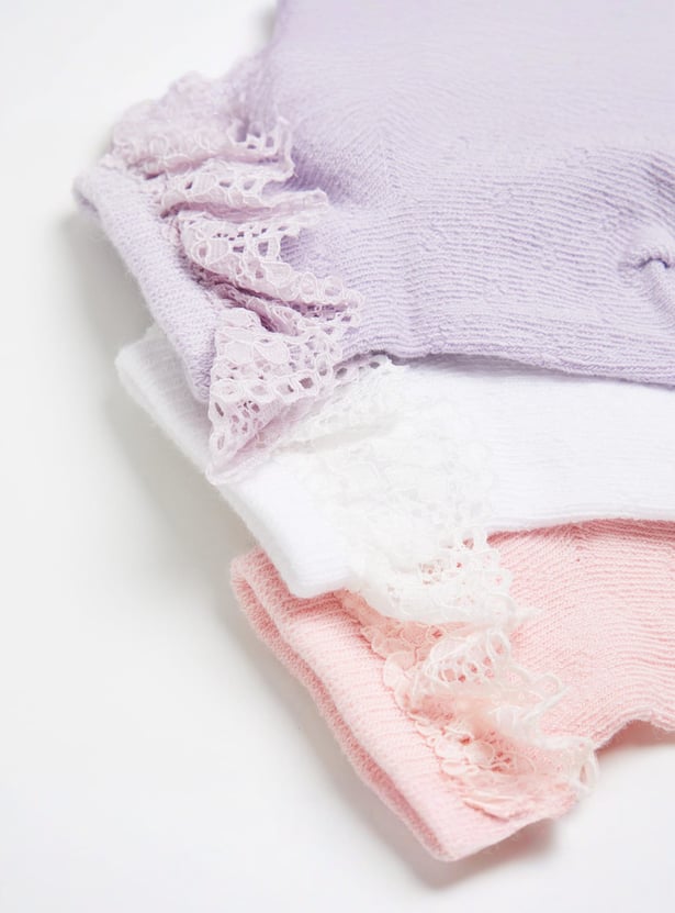 FAME FOREVER Girls Textured Socks - Pack of 3 - 0-2 Years