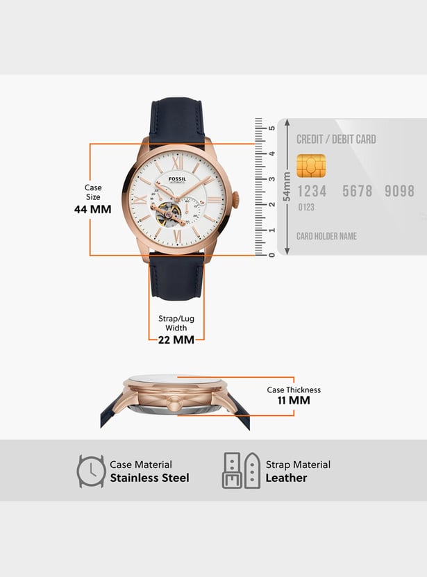 FOSSIL Men Round Automatic Watch with Leather Strap - ME3171I