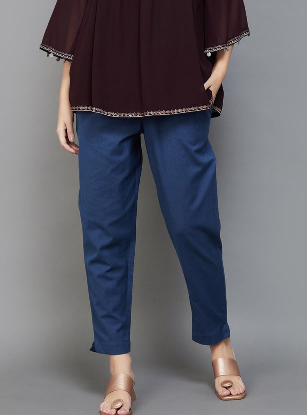 MELANGE Women Solid Straight Pants