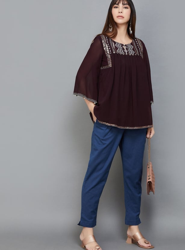 MELANGE Women Solid Straight Pants