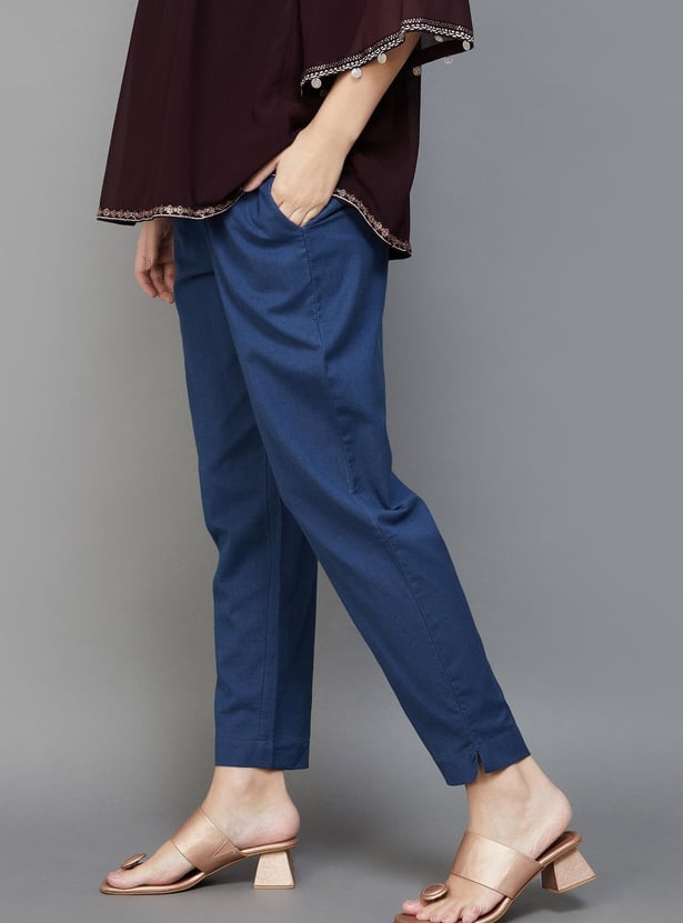 MELANGE Women Solid Straight Pants