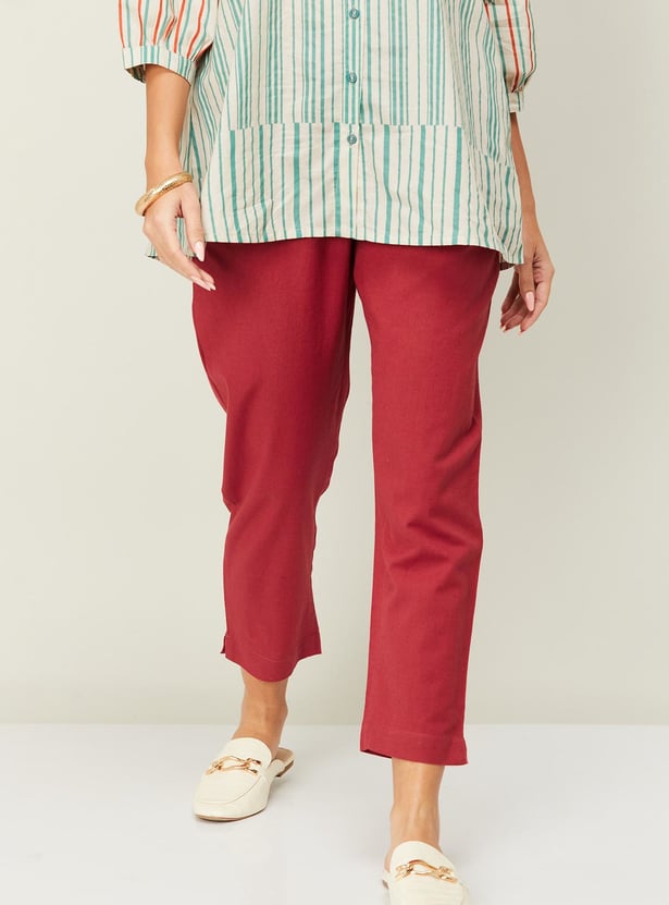 MELANGE Women Solid Straight Pants