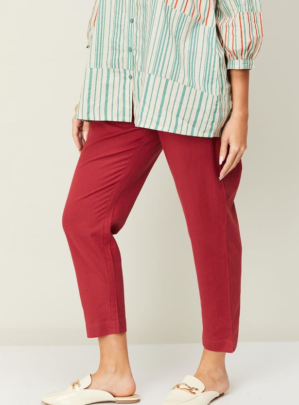 MELANGE Women Solid Straight Pants