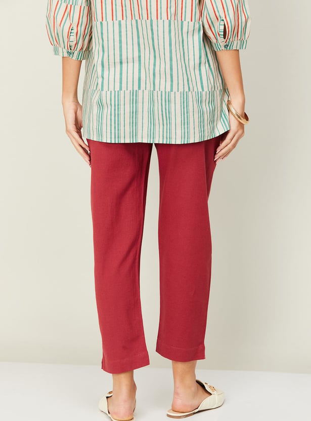MELANGE Women Solid Straight Pants